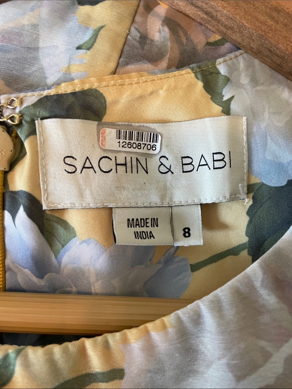 Sachin & Babi Kate Draped Floral Print Organza Gown Dress size 8 - Picture 14 of 15